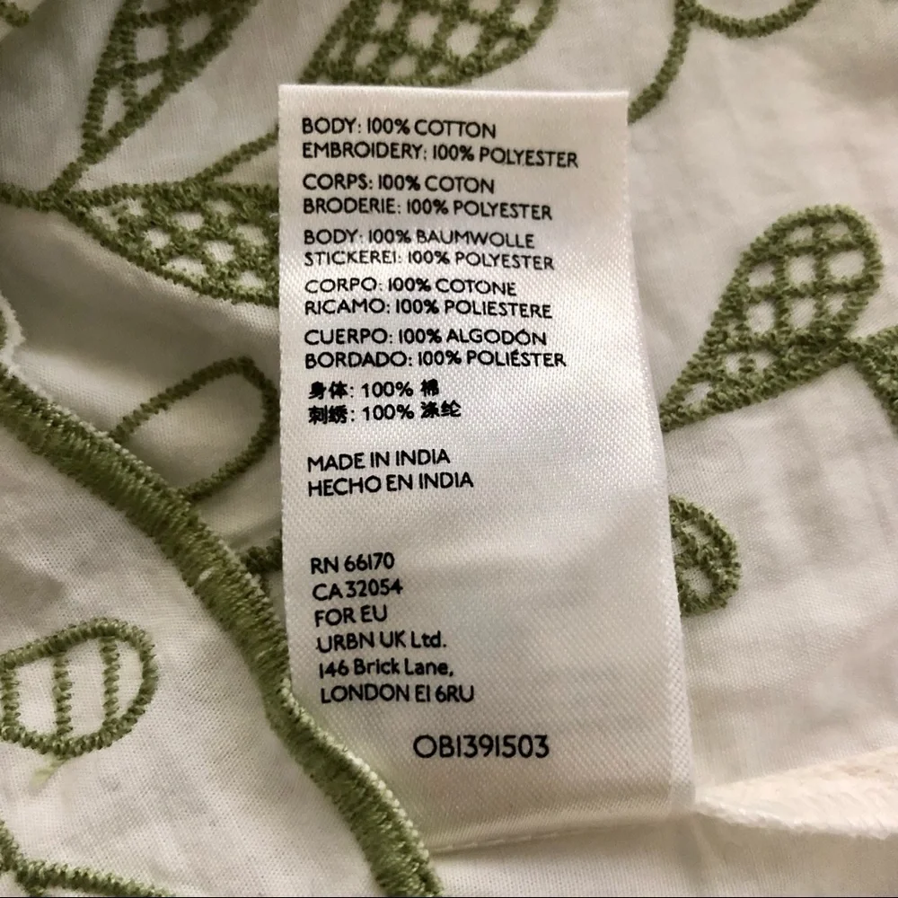Anthropologie Puff-Sleeve Embroidered Blouse, M NWT